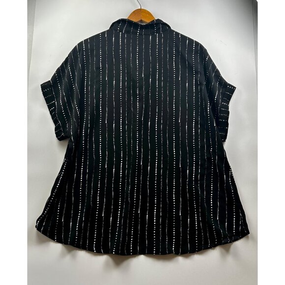 Timeson Black & White Dash Stripe Boxy Monochrome Minimalist Shirt Sz XXL - Picture 4 of 6